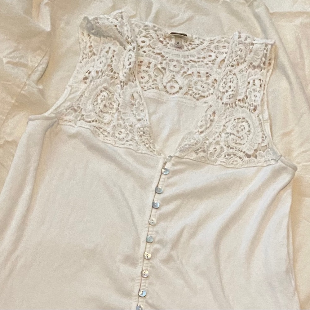 White High-Low Gimmicks by BKE Tank Top- SZ Sm